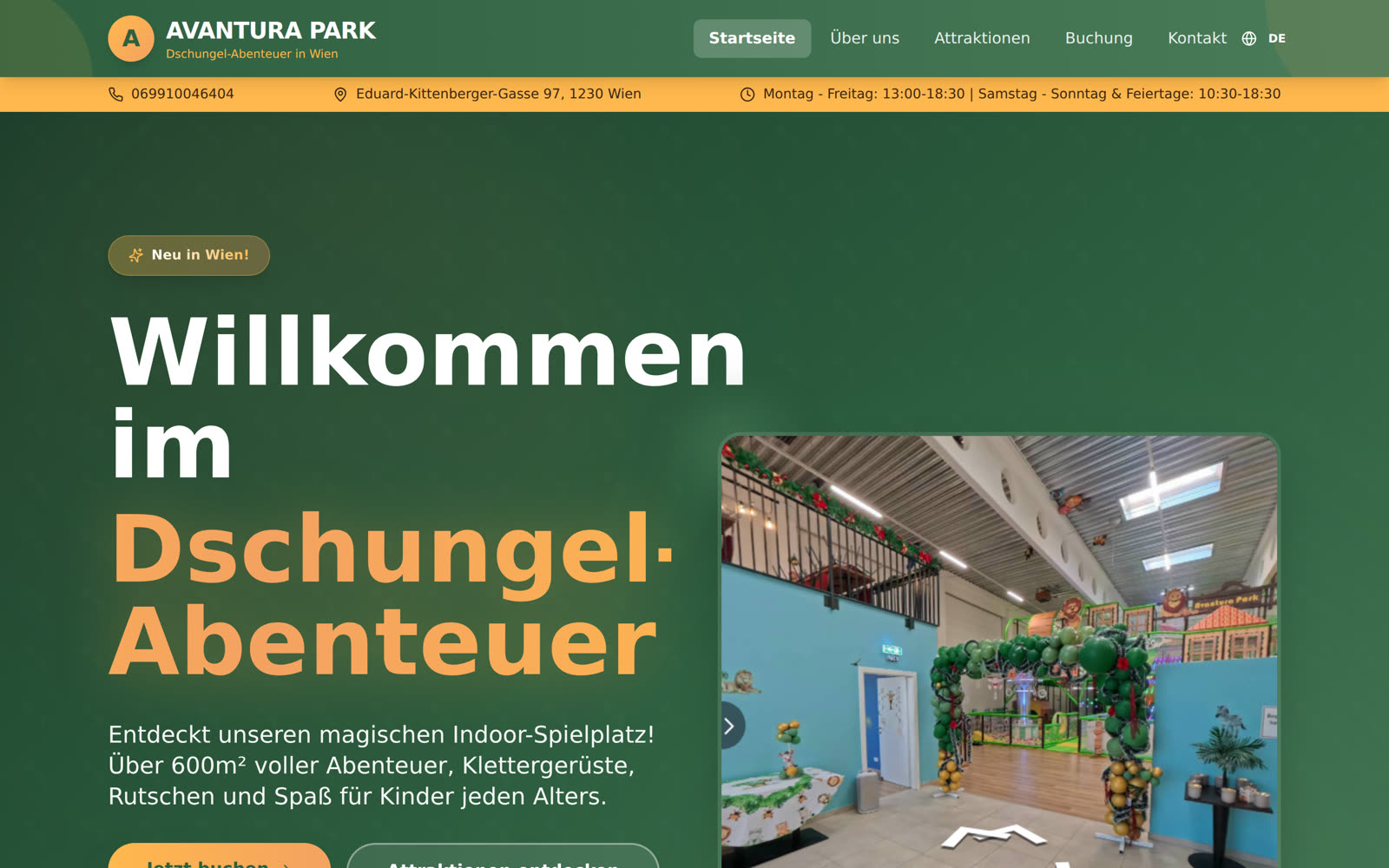 Startseite von avanturapark.at am Computer